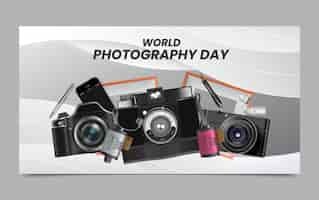 Vector gratuito plantilla realista de publicación en redes sociales para el día mundial de la fotografía