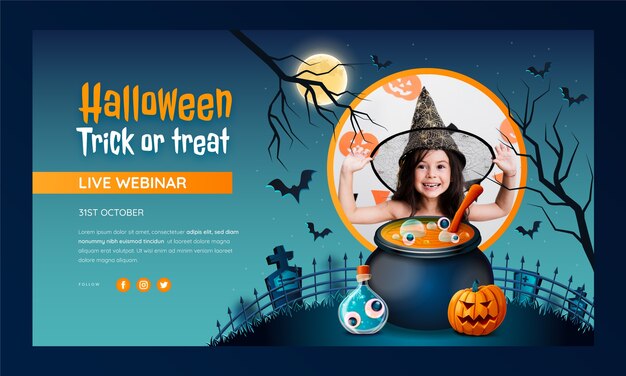 Plantilla realista de seminario web de halloween