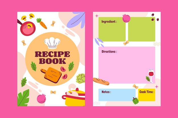 plantilla de receta dibujada a mano