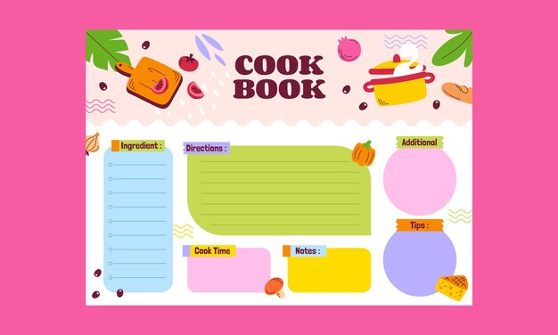 plantilla de receta dibujada a mano