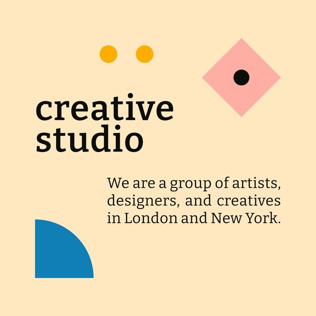 Plantilla de redes sociales inspirado en bauhaus diseño plano estudio creativo texto