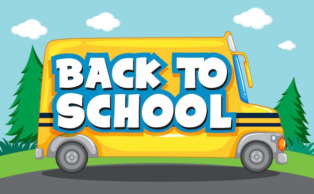 Plantilla de regreso a la escuela con autobús escolar