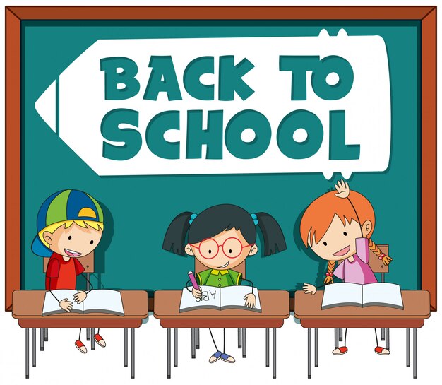 Plantilla de regreso a la escuela con estudiante