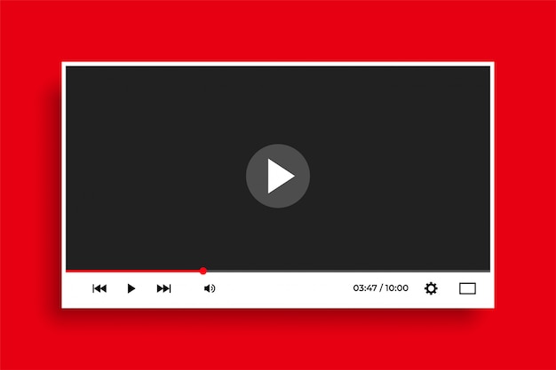 Plantilla de reproductor de video blanco limpio de estilo plano moderno