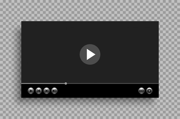 Plantilla de reproductor de video con diseño de botones brillantes