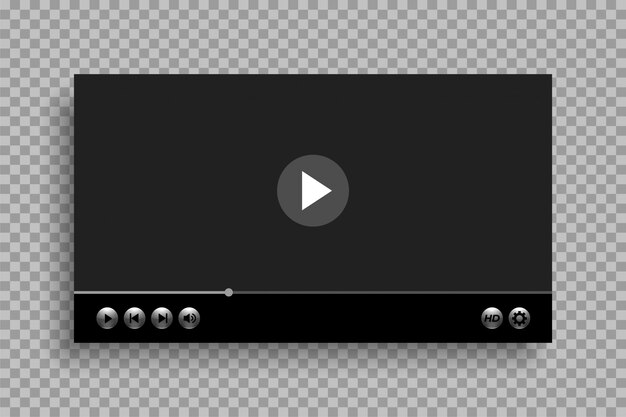 Plantilla de reproductor de video con diseño de botones brillantes