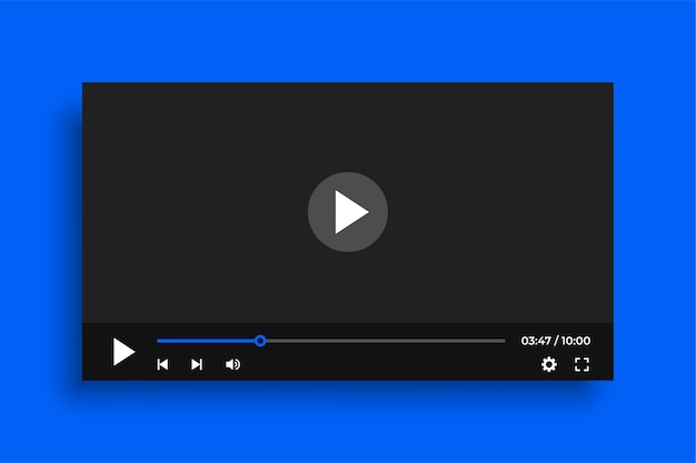 Vector gratuito plantilla de reproductor de video limpio con botones simples