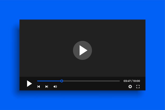 Plantilla de reproductor de video limpio con botones simples