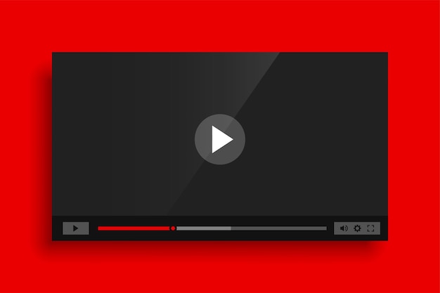 Vector gratuito plantilla de reproductor de video rojo moderno con efecto brillante