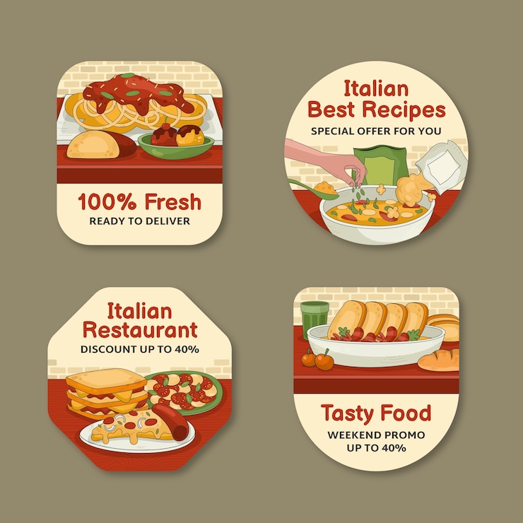 Vector gratuito plantilla restaurante italiano dibujada a mano