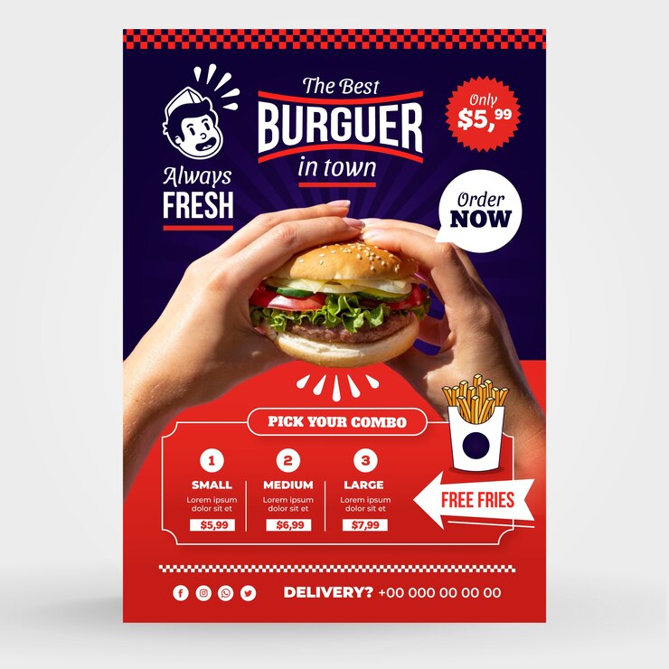 Vector gratuito plantilla de restaurante de pizza de diseño plano