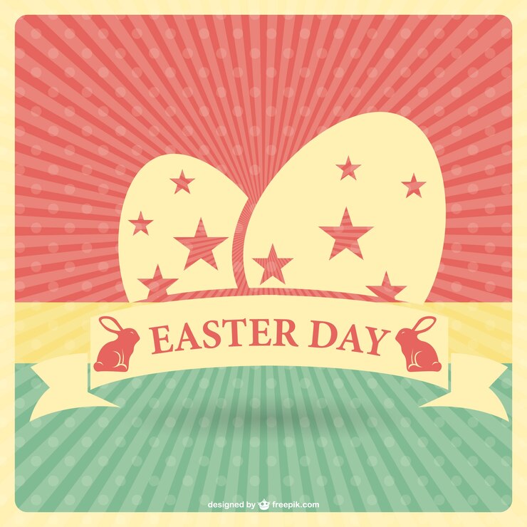 Vector gratuito plantilla retro de tarjeta de pascua