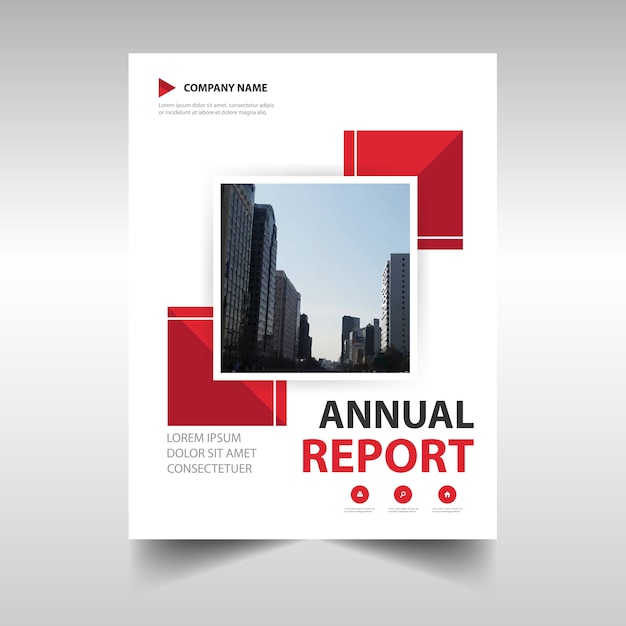 Vector gratuito plantilla roja abstracta de reporte anual corporativo