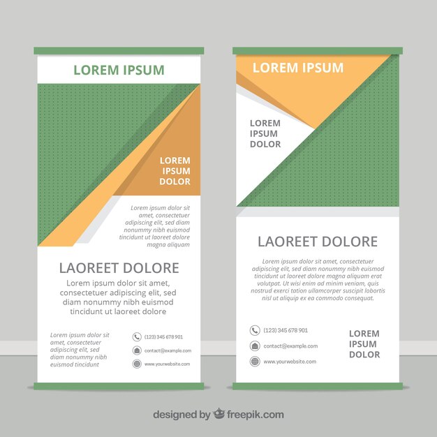Plantilla de roll up con formas naranjas y verdes