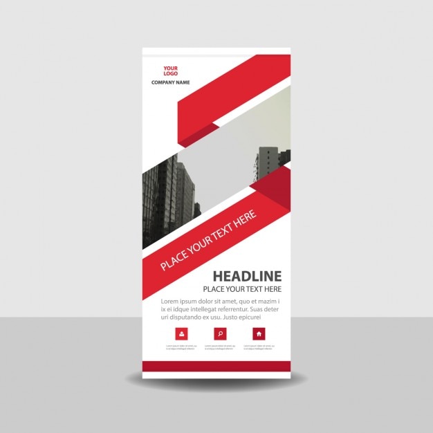 Plantilla roll up con formas rojas