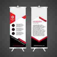 Vector gratuito plantilla de roll up rojo y blanco