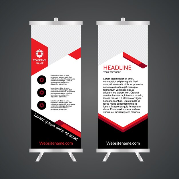 Plantilla de roll up rojo y blanco