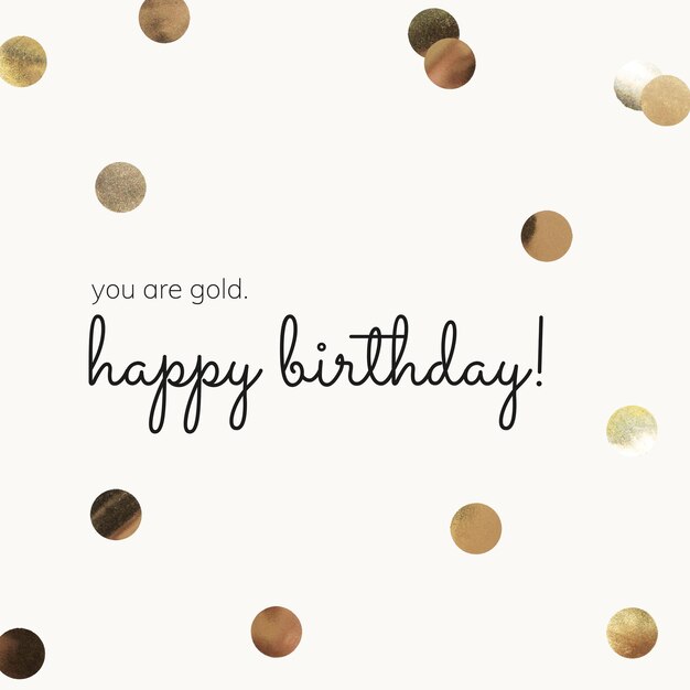 Plantilla de saludo de cumpleaños dorado con fondo beige