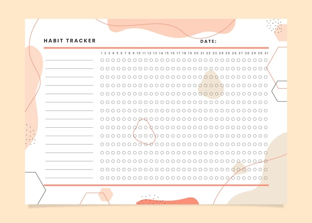 Plantilla de seguimiento de hábitos con formas pastel
