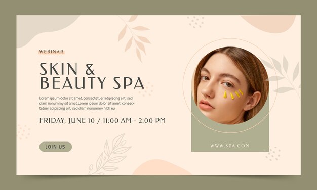 Plantilla de seminario web boho de spa de belleza plana