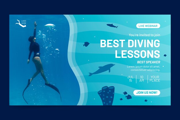 Plantilla de seminario web de buceo en gradiente