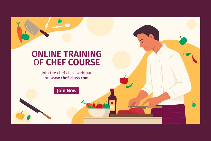 Vector gratuito plantilla de seminario web de carrera de chef de diseño plano