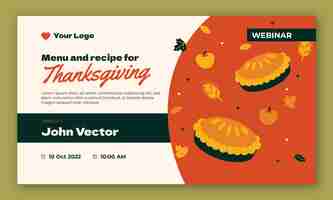Vector gratuito plantilla de seminario web de celebración de acción de gracias