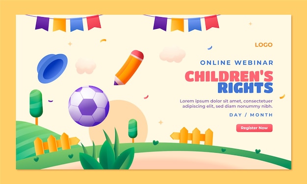 Vector gratuito plantilla de seminario web para la celebración del día internacional del niño