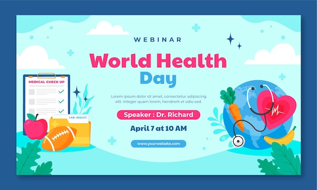 Vector gratuito plantilla de seminario web para la celebración del día mundial de la salud