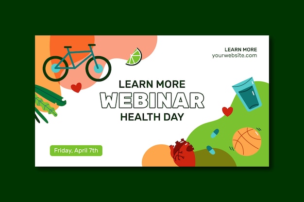Vector gratuito plantilla de seminario web para la celebración del día mundial de la salud