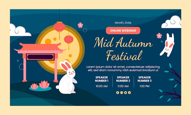 Vector gratuito plantilla de seminario web para la celebración del festival chino del medio otoño