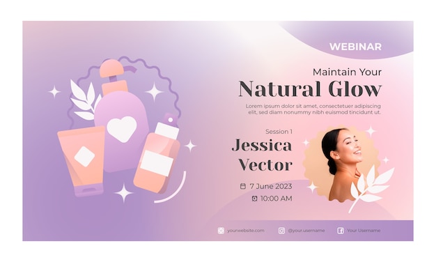 Vector gratuito plantilla de seminario web de concepto de belleza