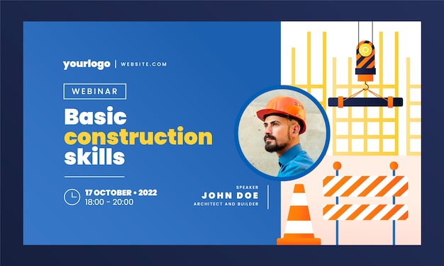 Plantilla de seminario web de construcción degradada