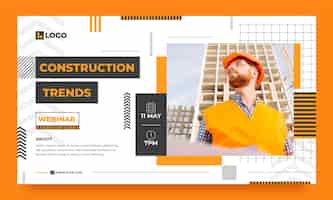 Vector gratuito plantilla de seminario web de construcción plana