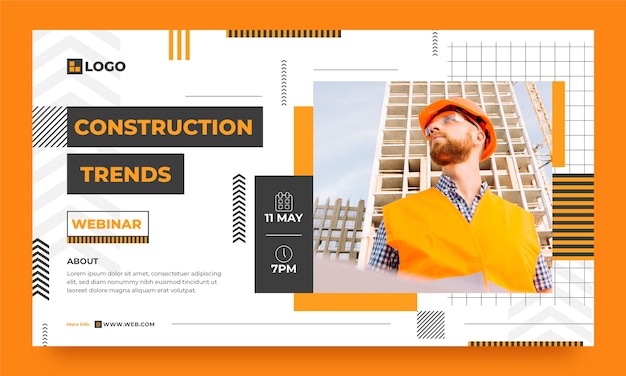 Plantilla de seminario web de construcción plana
