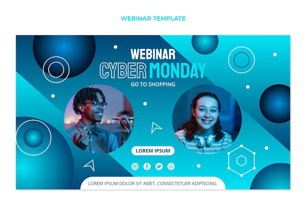 Vector gratuito plantilla de seminario web de cyber monday