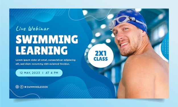 Plantilla de seminario web degradado para clases de natación