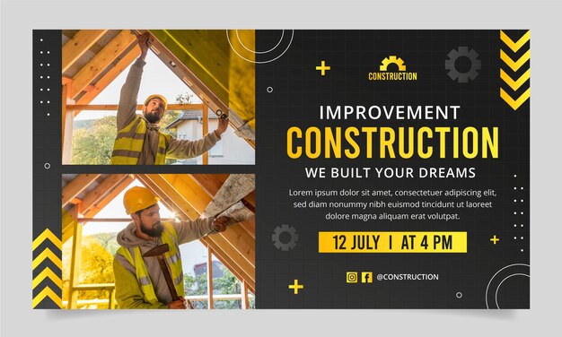 Plantilla de seminario web degradado para dominio de construcción