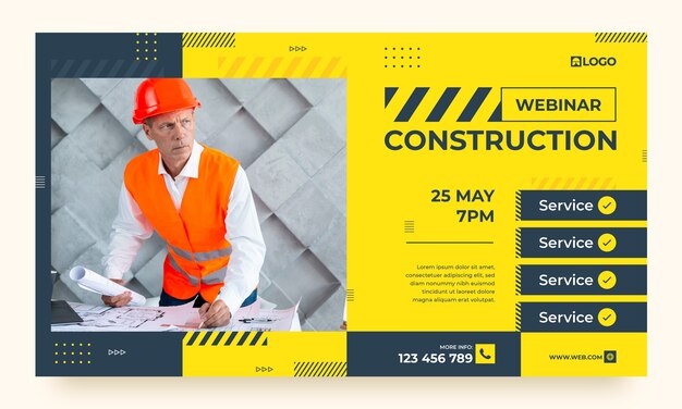 Plantilla de seminario web para dominio de construcción