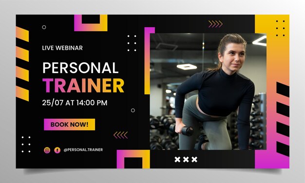 Plantilla de seminario web de entrenador personal degradado