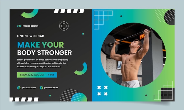 Plantilla de seminario web de entrenamiento y ejercicio de gimnasio degradado