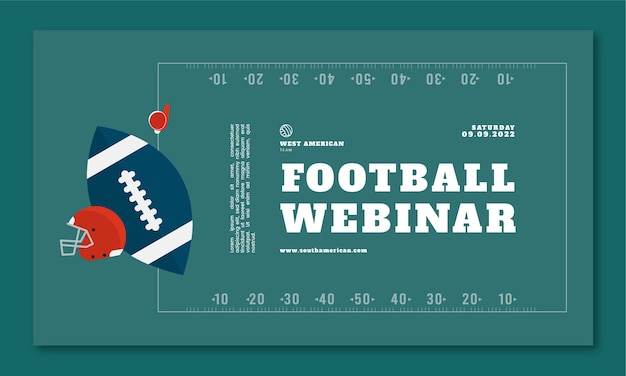 Vector gratuito plantilla de seminario web de fútbol americano de diseño plano