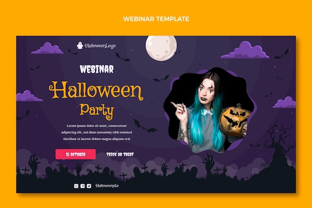 Vector gratuito plantilla de seminario web de halloween degradado