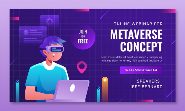 Plantilla de seminario web de metaverso degradado
