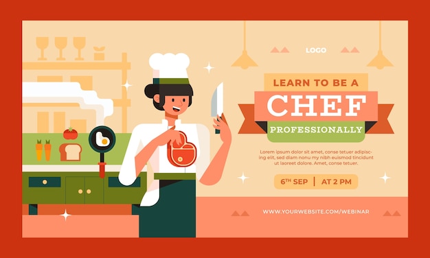 Vector gratuito plantilla de seminario web de ocupación y carrera de chef