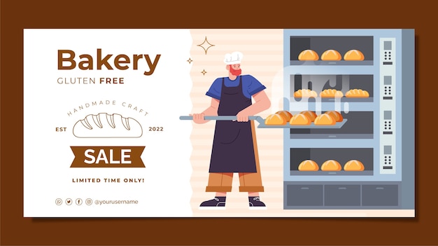 Vector gratuito plantilla de seminario web de panadería mínima de diseño plano