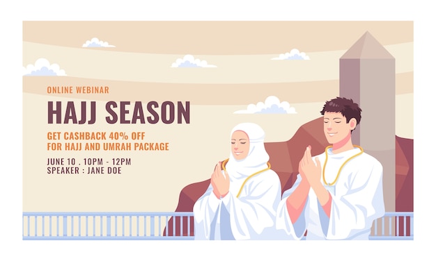 Vector gratuito plantilla de seminario web para la peregrinación del hajj islámico