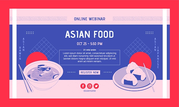 Vector gratuito plantilla de seminario web de restaurante japonés dibujada a mano