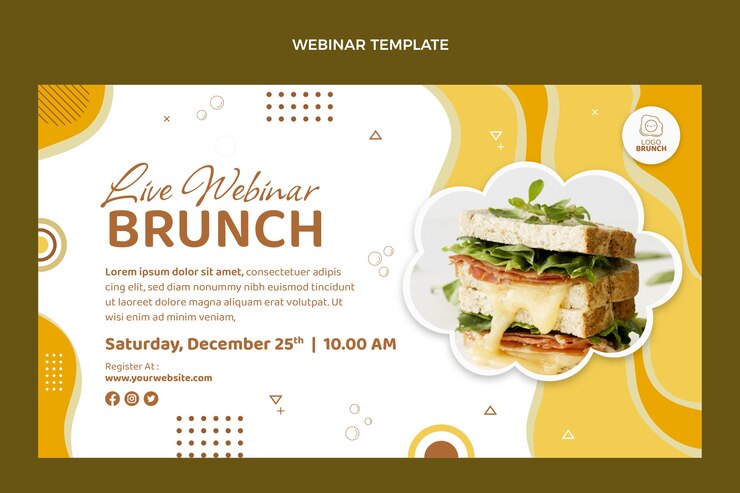 Vector gratuito plantilla de seminario web de sabroso brunch de diseño plano