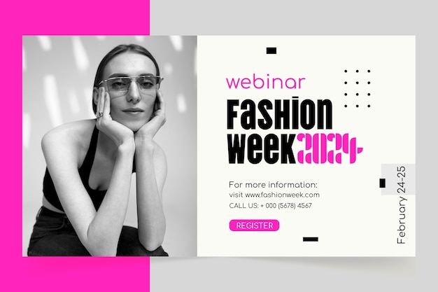 Vector gratuito plantilla de seminario web de la semana de la moda